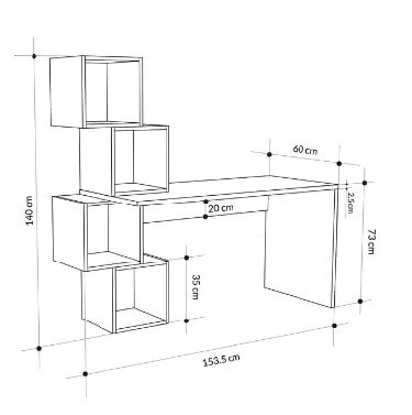 Çalışma Masası Balance İpek Siyah-Meşe 140*153cm