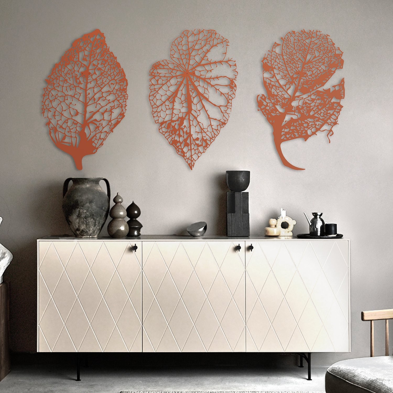 Autumn 3'lü Metal Tablo Bakır 60*99cm