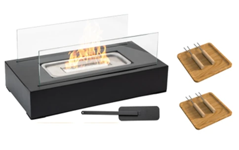 Dekoratif Portatif Şömine Camlı Siyah 35*18*14.5cm