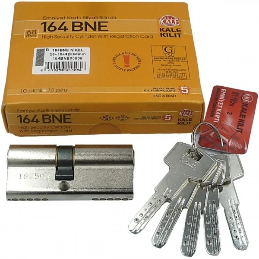 Silindir Bilyalı Çelik Pimli 68mm Kartlı Saten Nikel