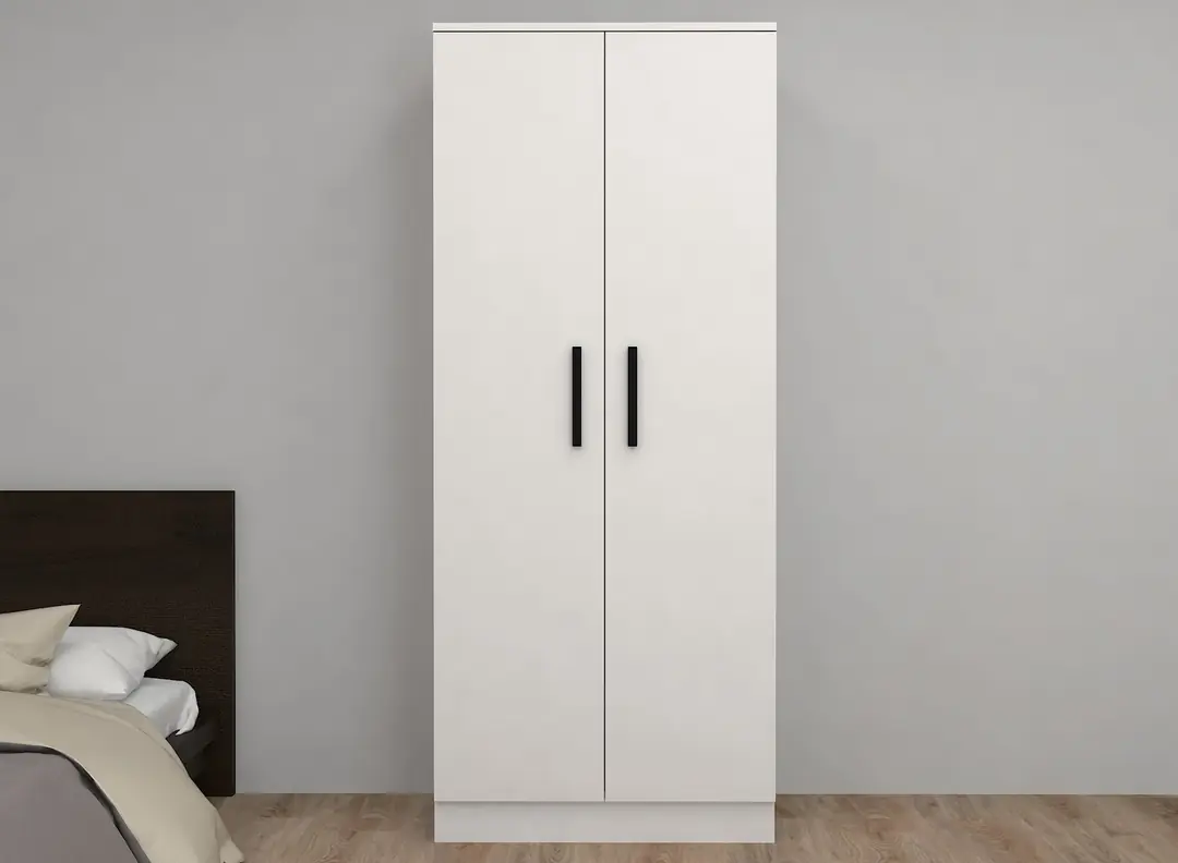 Clothes Cabinet with 2 Doors Large White 76*179*45cm