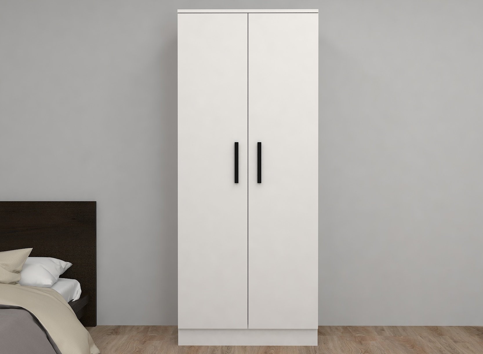 Kıyafet Dolabı 2 Kapaklı Geniş Beyaz 76*179*45cm