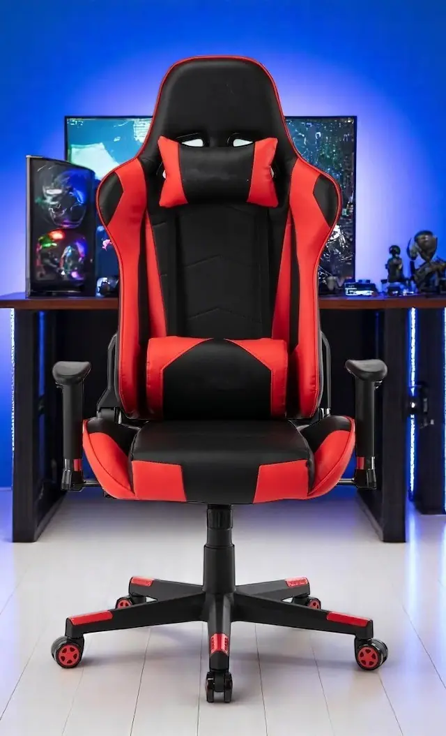 Gaming Chair with Waist and Neck Support Red Black