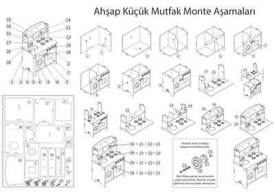Ahşap Çocuk Oyun Mutfağı Kırmızı 50*70*30cm