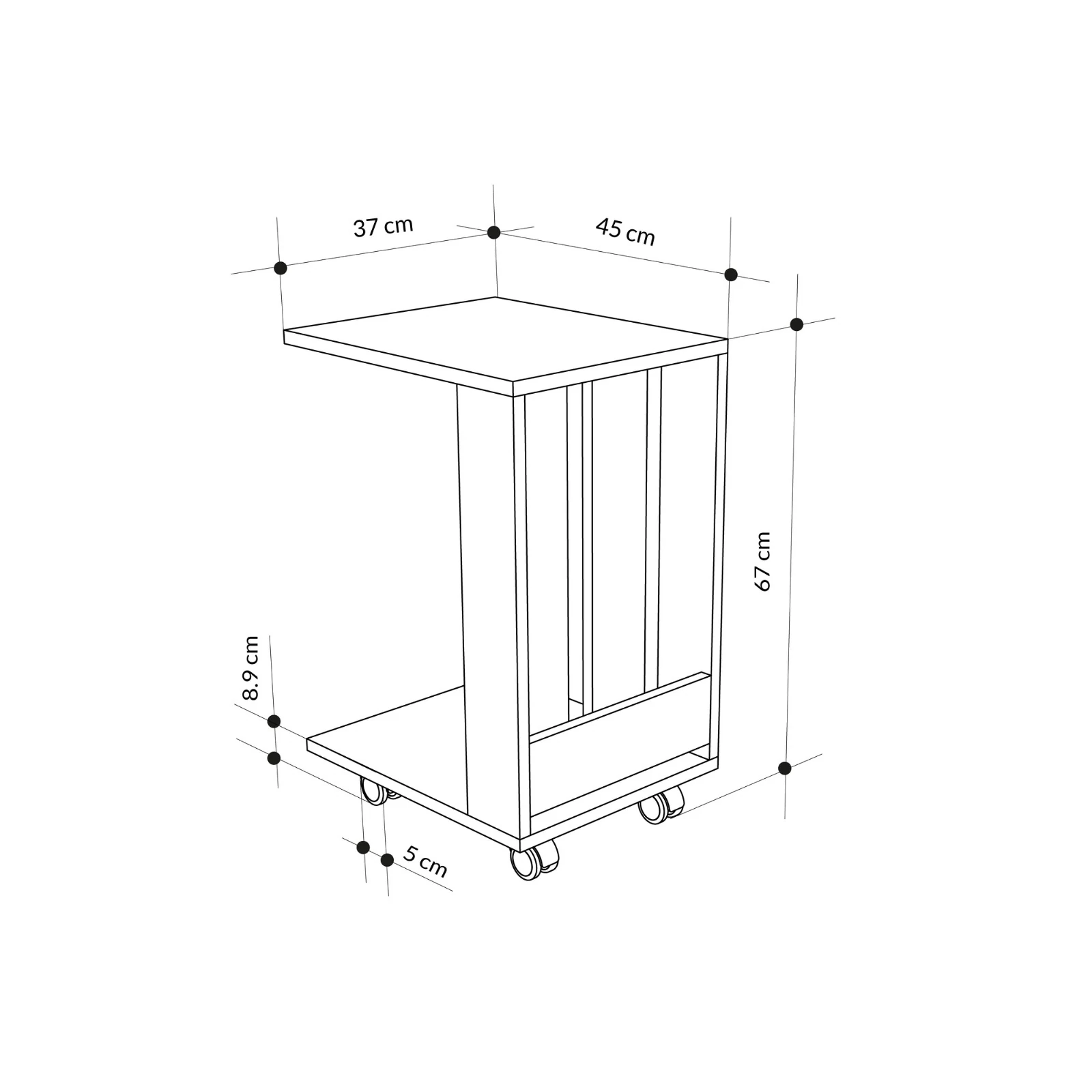 Yan Sehpa Edi Beyaz 67*45*37cm