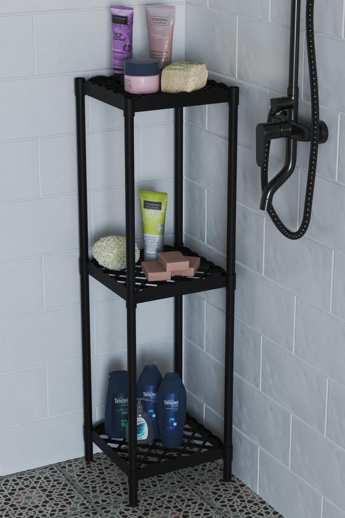 Çok Amaçlı 3 Katlı Raf Moblen Siyah 102x29x29cm
