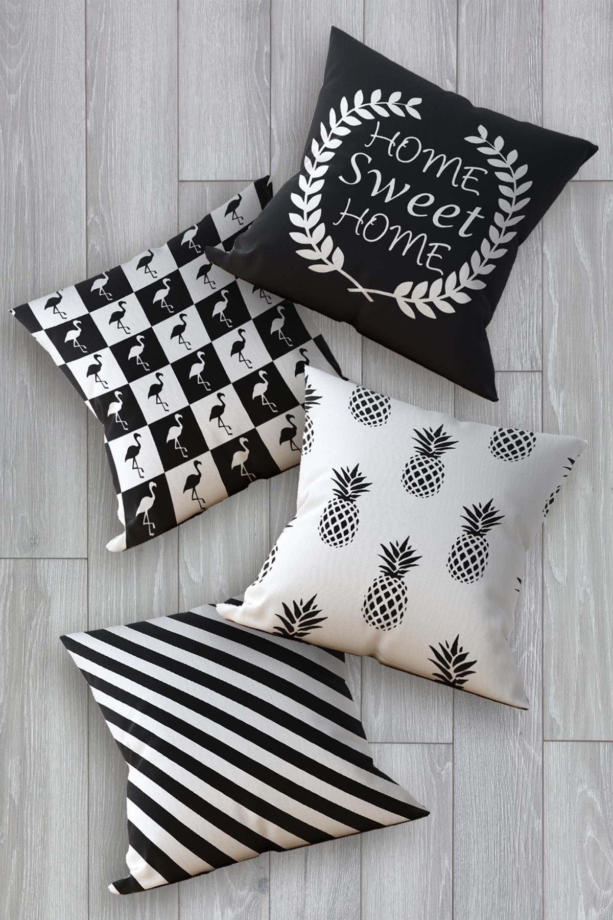 Kırlent Kılıfı Flamingo-Ananas 4lü 40x40cm