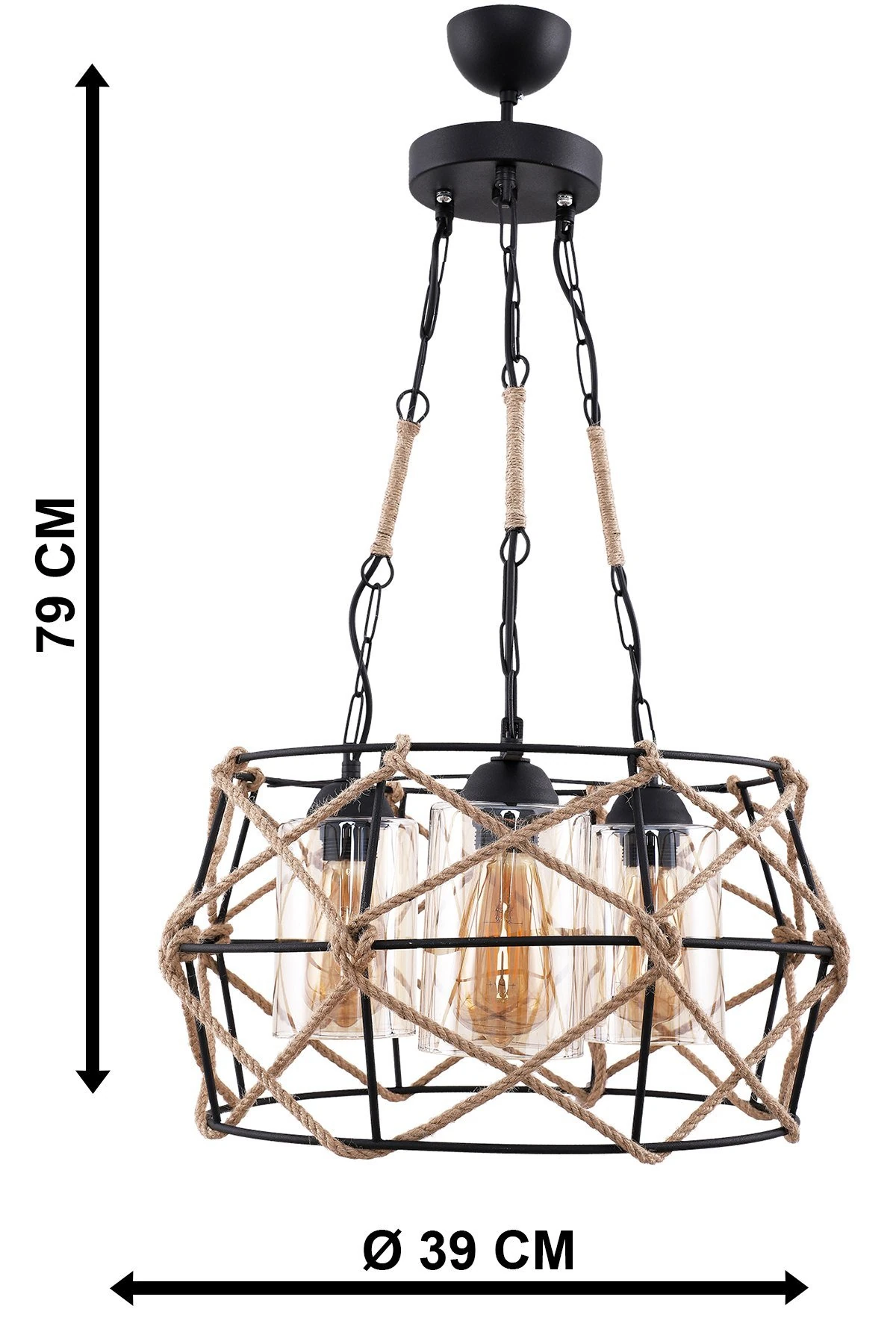 MİNA Avize 3'lü Siyah