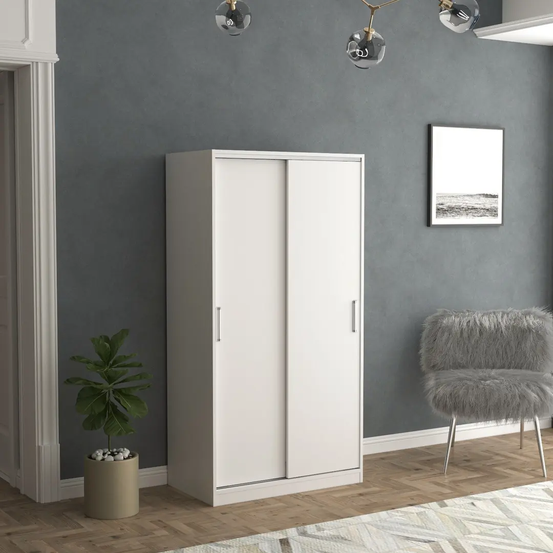 Clothes Cabinet with 2 Sliding Doors Soola White 180*53*