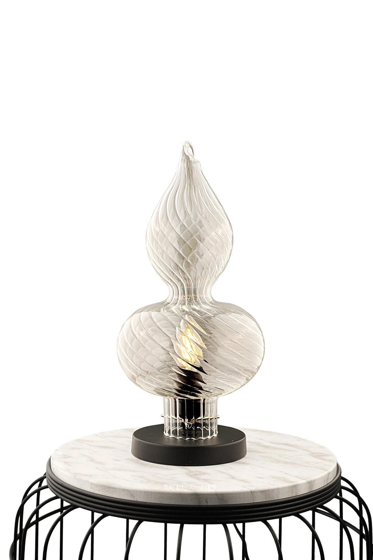 Masa Lambası Plaza Siyah-Şeffaf Cam