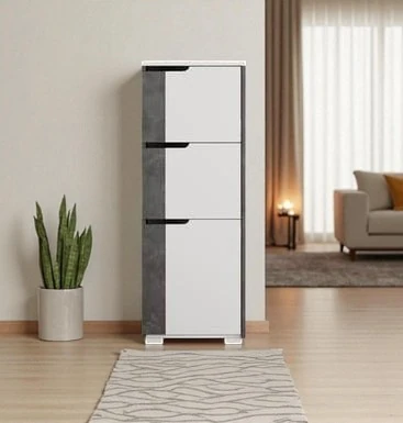 Çok Amaçlı Dolap Max Midi Retro Gri- Beyaz119*44*3