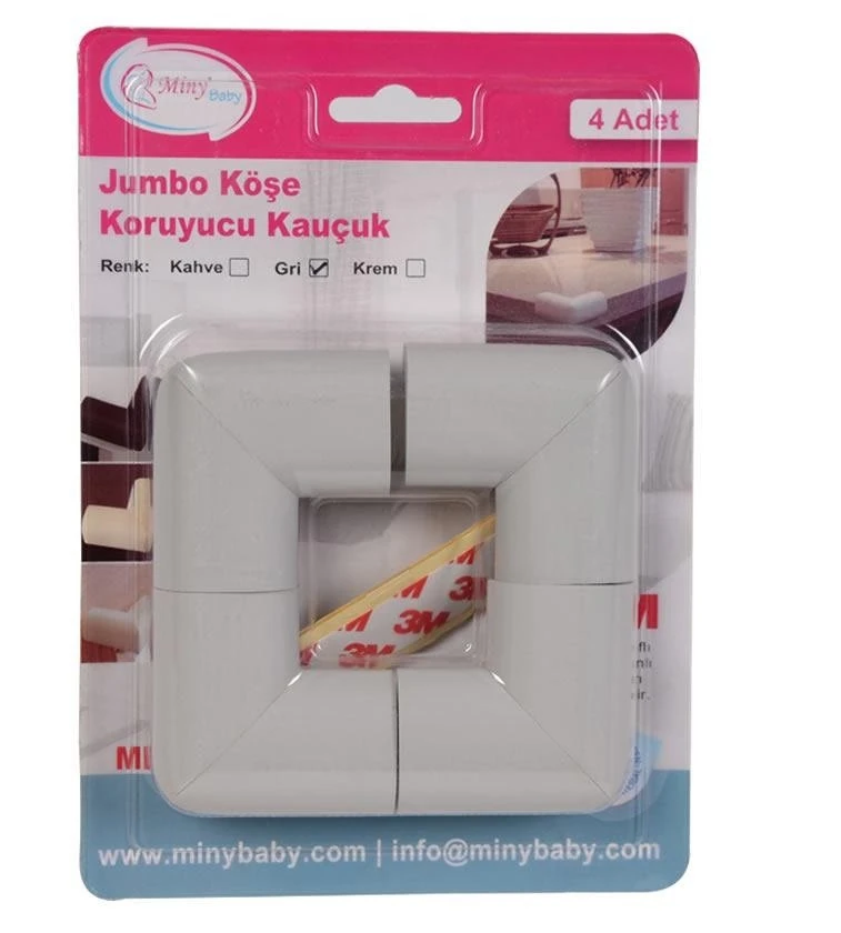 Çocuk Köşe Koruyucu Kauçuk Jumbo 4lü Gri