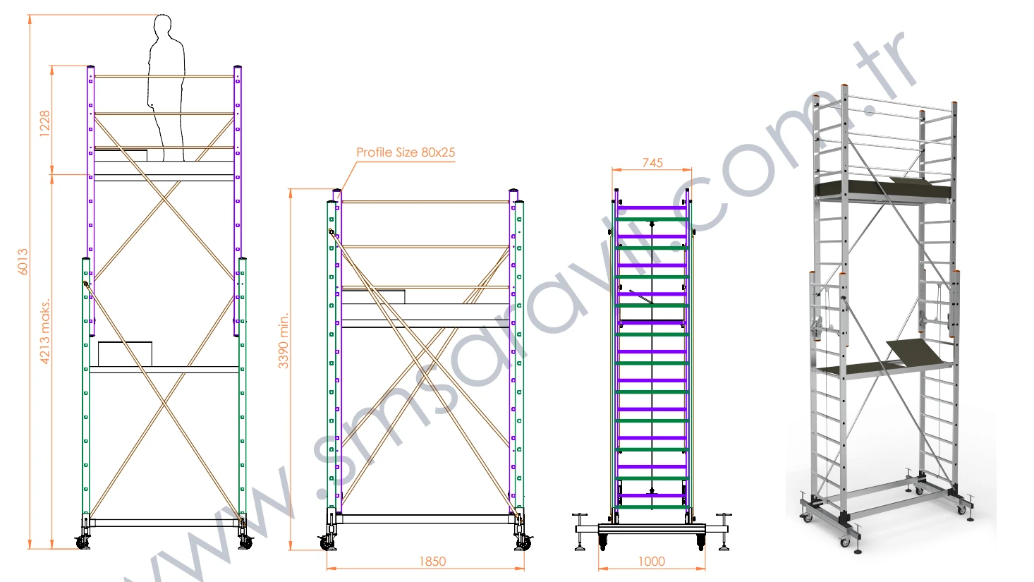 Alüminyum Teleskopik İskele 6M