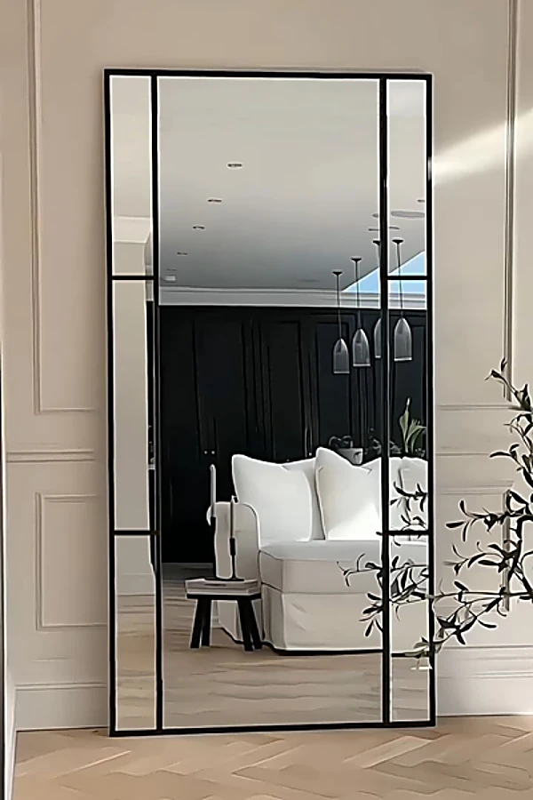 Boy Aynası MetalÇerçeve Kapı DekoratfSiyah80x180cm