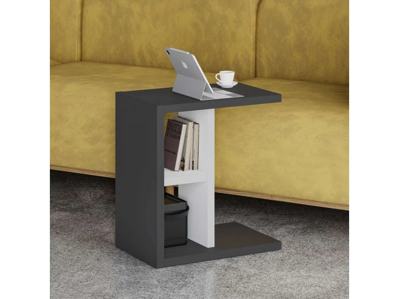 Yan Sehpa Komoti Antrasit-Beyaz 50*45*29cm