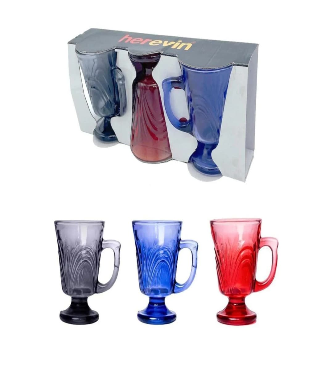 Glass Set with Glass Handles Gradient Painted 3-Piece Herevin