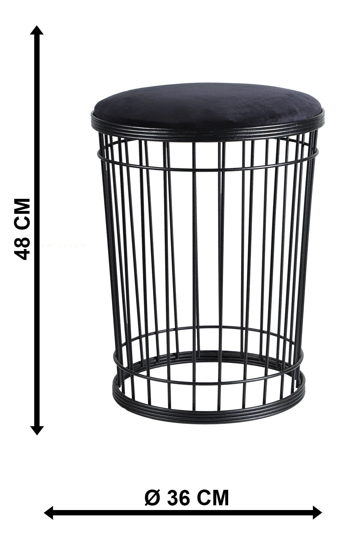Puf Metal Simge Siyah-Siyah