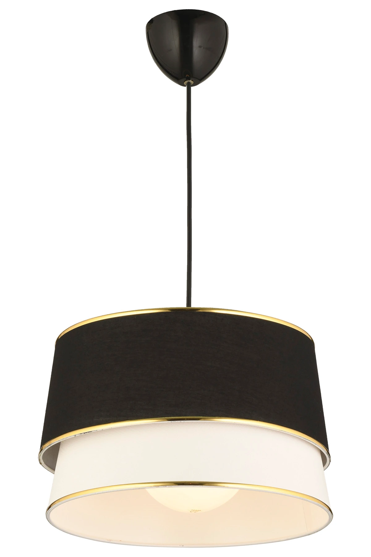 Çift Katlı Tekli Sarkıt Avize Krem-Siyah