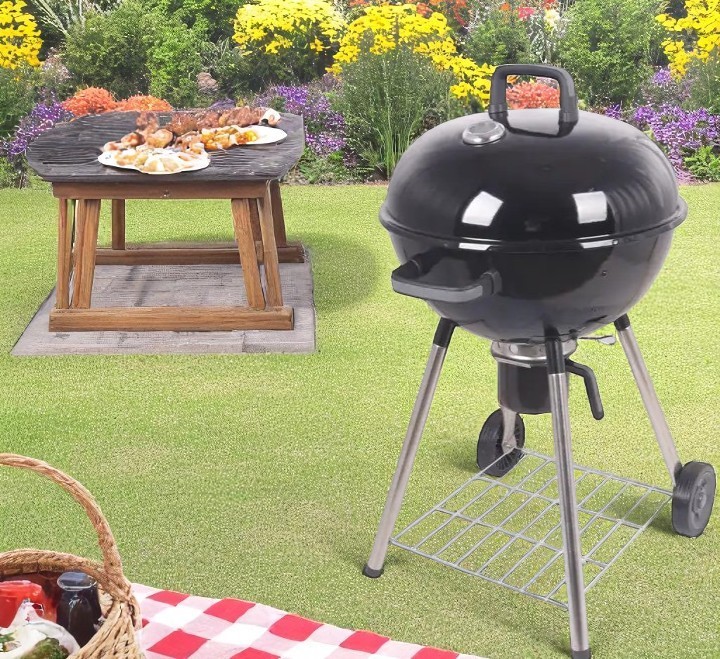 Barbekü Kapaklı Tekerlekli Siyah66*56*103 cm KY002