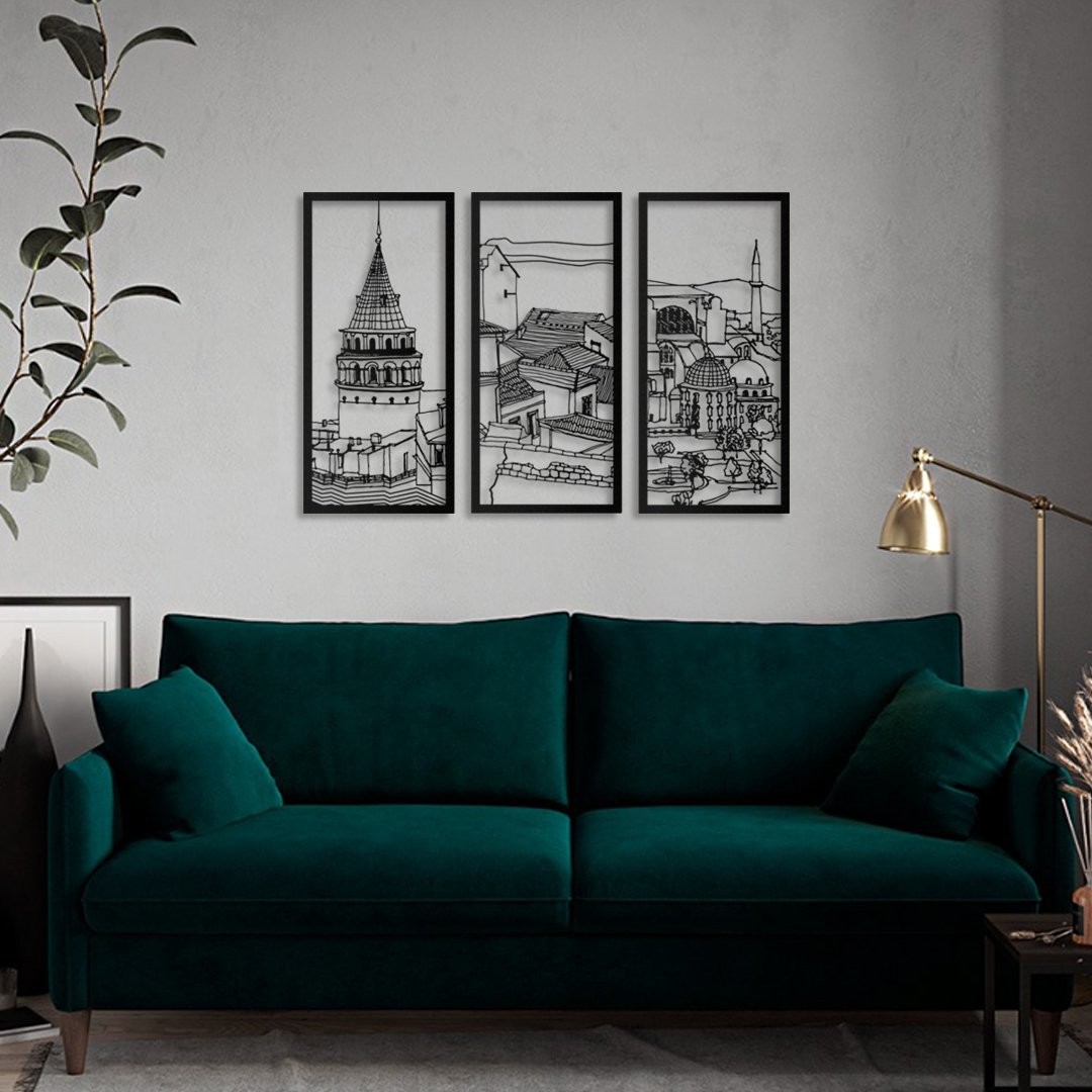 Kalipolis 1-2-3 Metal Tablo Siyah 33*70cm