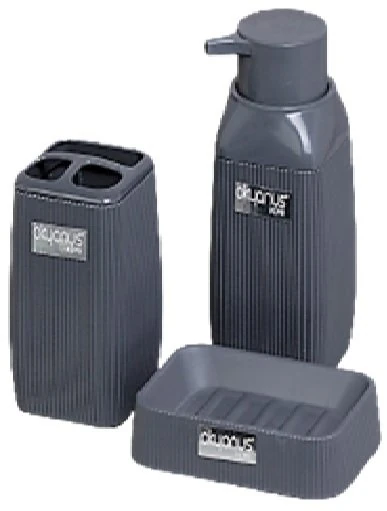 Banyo Seti Çizgili 3lü Krom Siyah