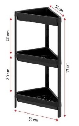 Raf Köşe Çok Amaçlı Plastik Siyah 71x33x33cm