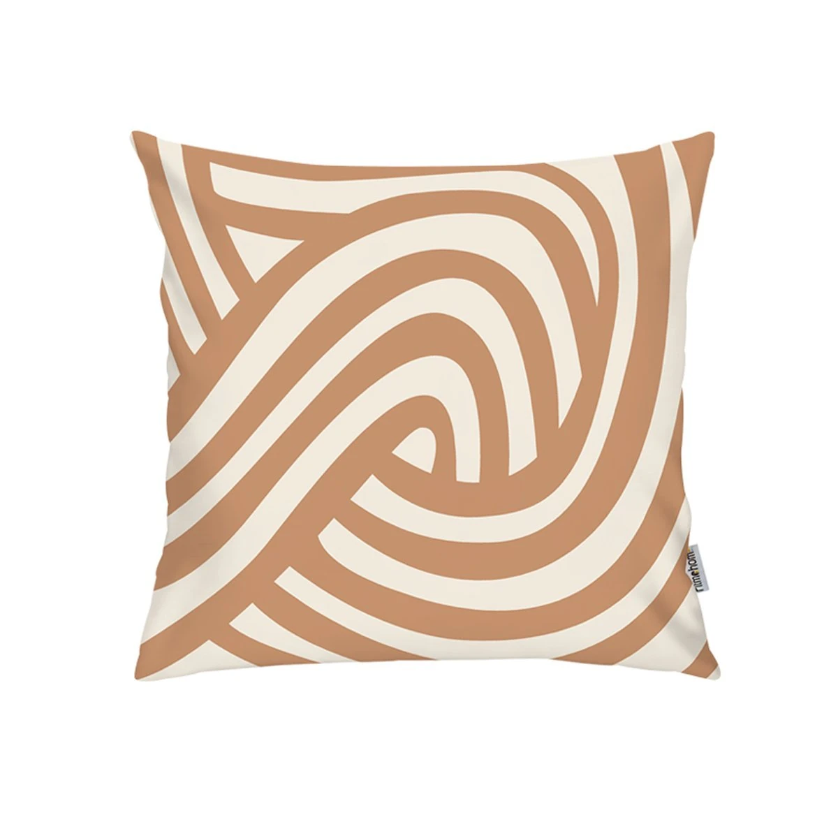 Kırlent Kılıfı Baskılı Krem Kahve Desen 43x43