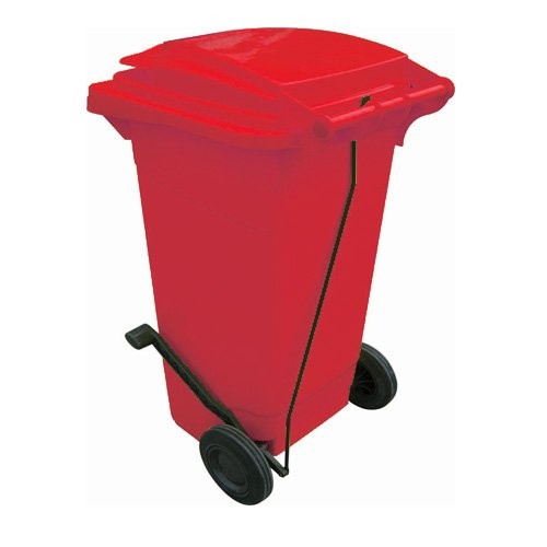 Çöp Konteyneri Pedallı KIRMIZI 240 Litre