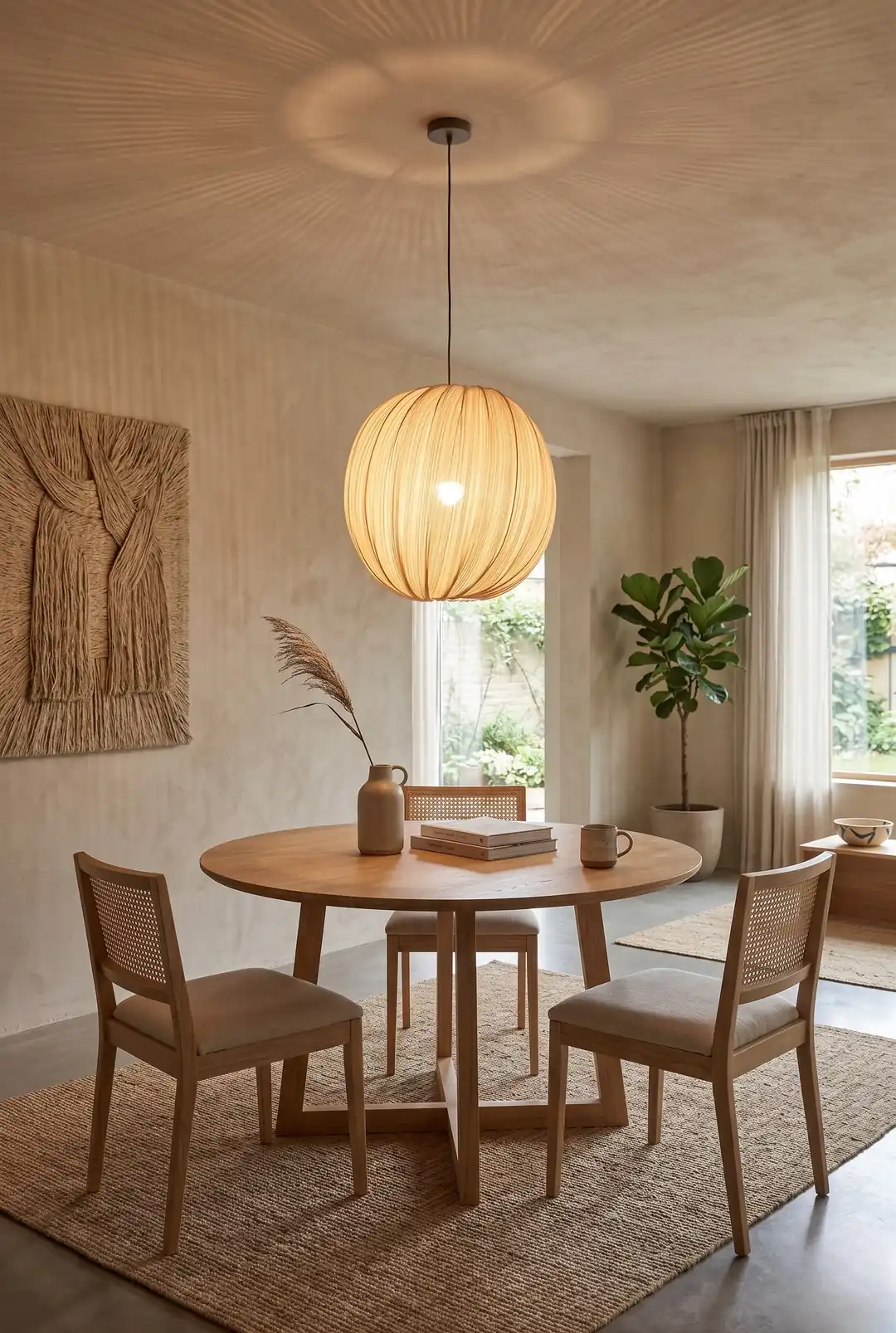 Pendant Chandelier Oval Bamboo Natural Ø40cm