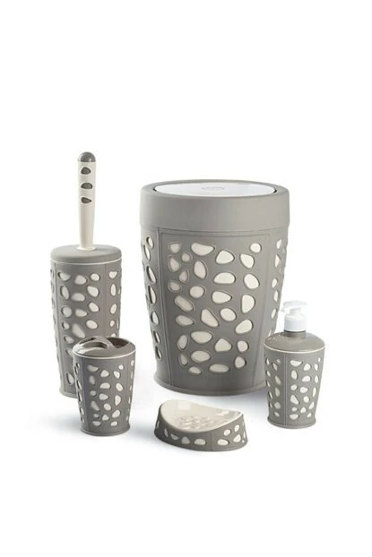 Stone Banyo Seti 5li Gri-Krem 8,5 Lt
