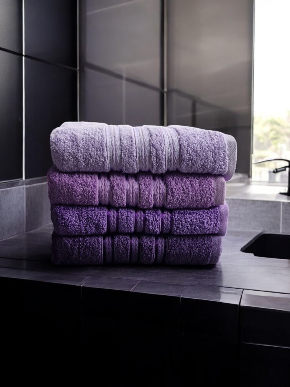 Banyo Havlusu Julie Liza 4'lü Mor 70x140 cm