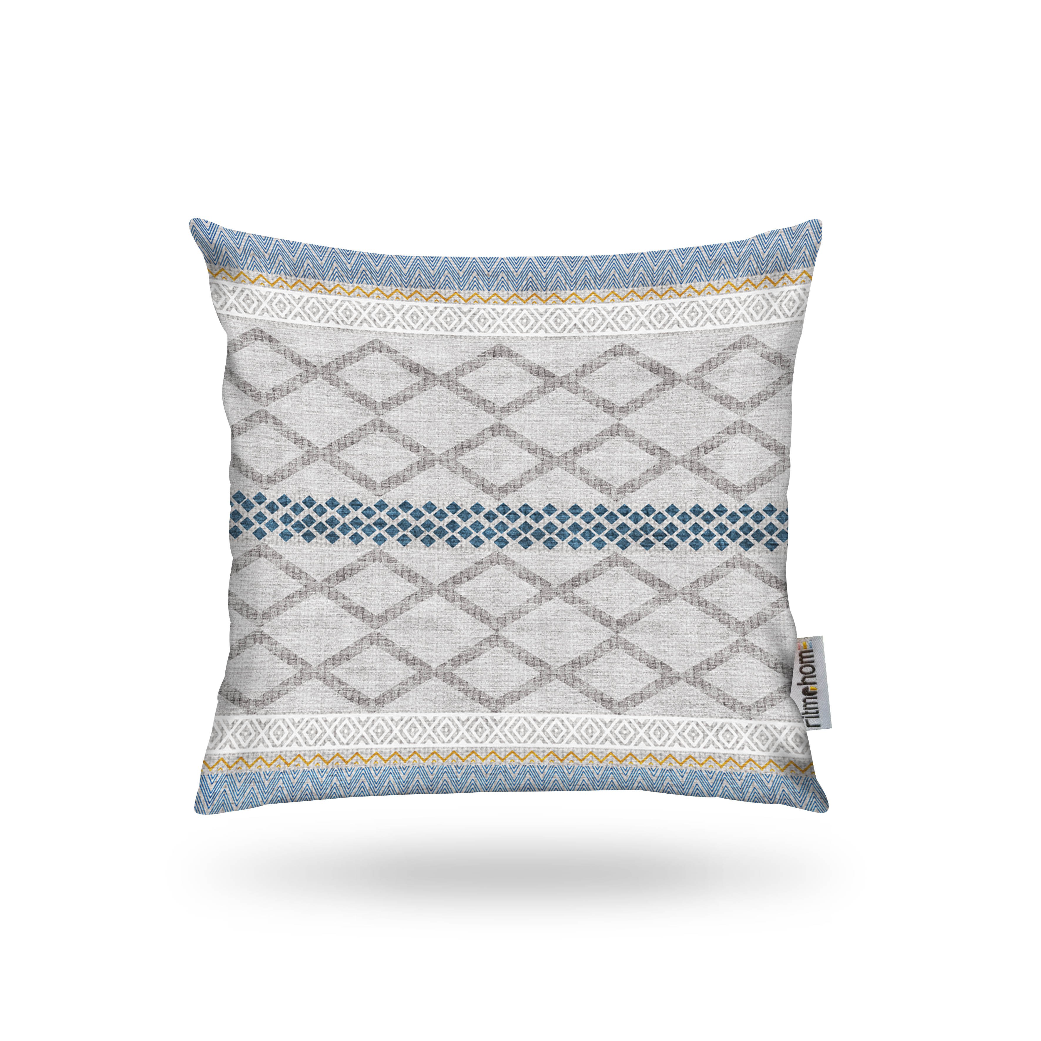 Kırlent Kılıfı İsk. Desen Açık Mavi-Beyaz 43x43cm