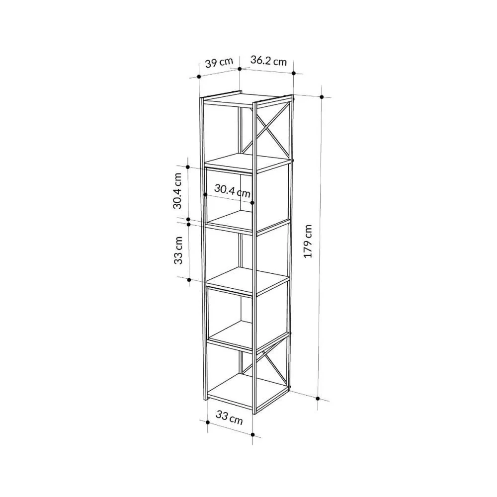 Kitaplık Midi Vale İpek Siyah-Safir Meşe