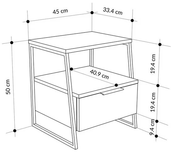 Komodin Pal Antrasit 50*45*40cm