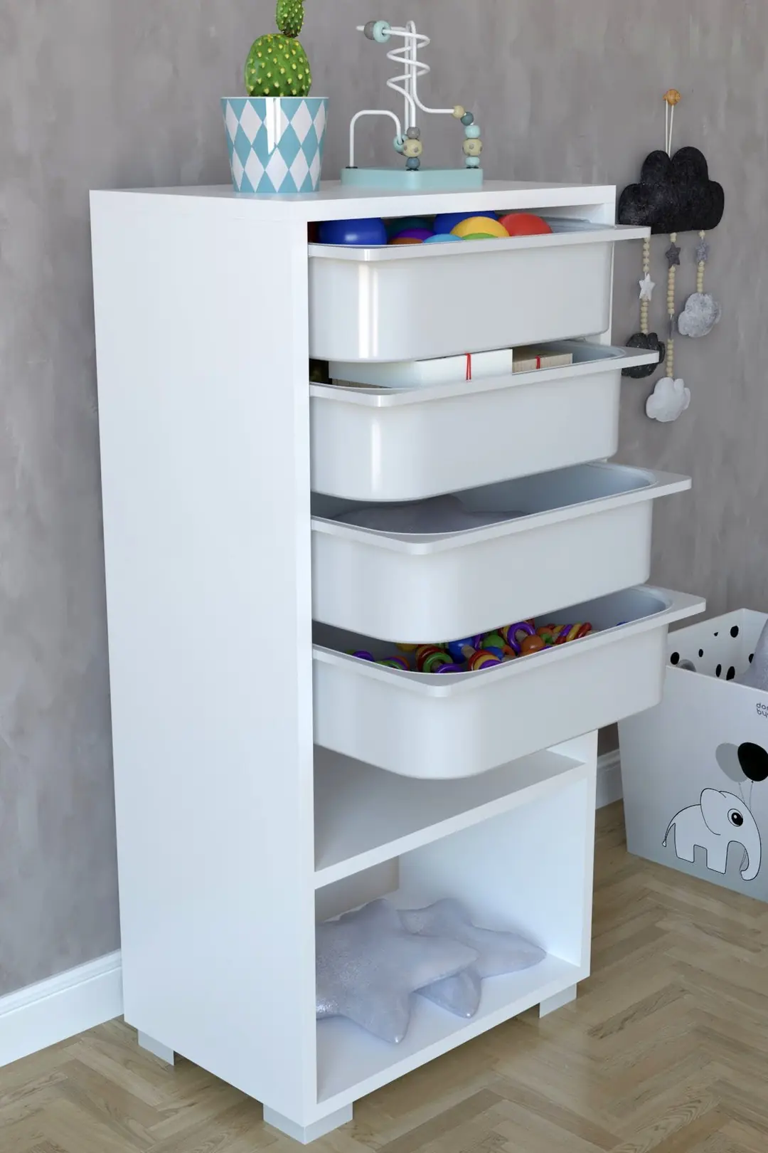 Multi-Purpose Cabinet with 4 Baskets White 45.5x30x97.5cm