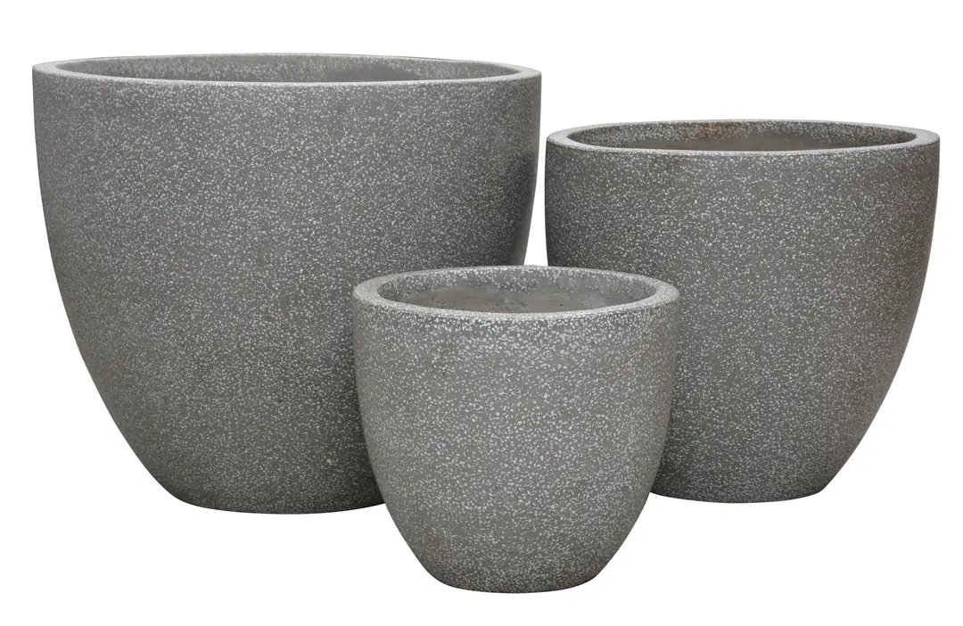 Flower Pot Oval Set of 3 Gray Ø50-37-25cm