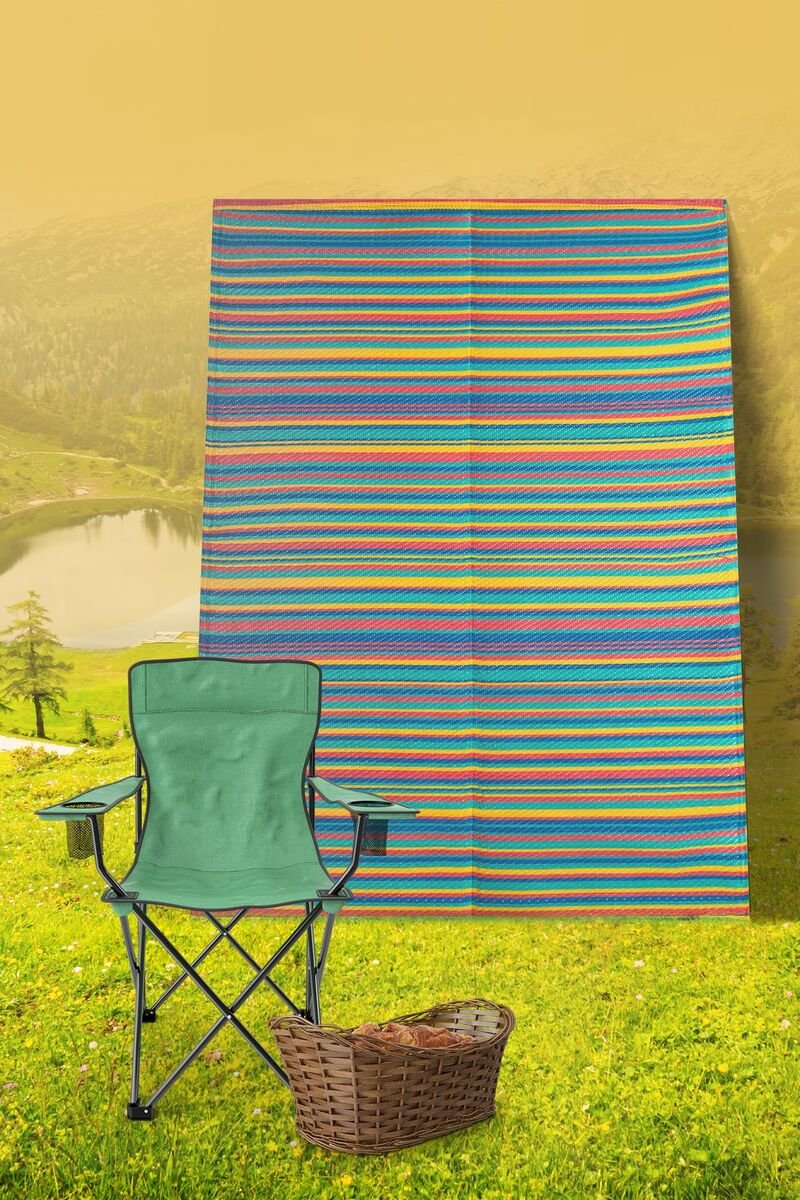 Savana Plaj-PiknikHasırMatÇizgiliRenkli120x180