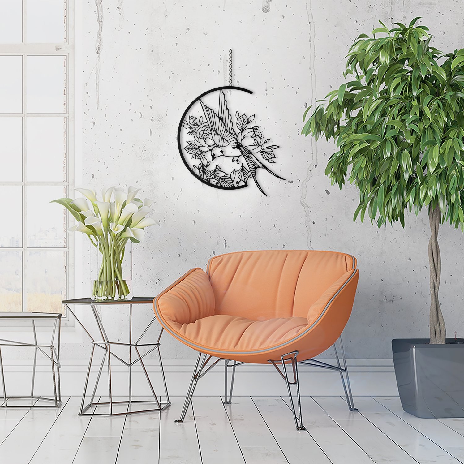Swallow Metal Tablo Siyah 49*49cm