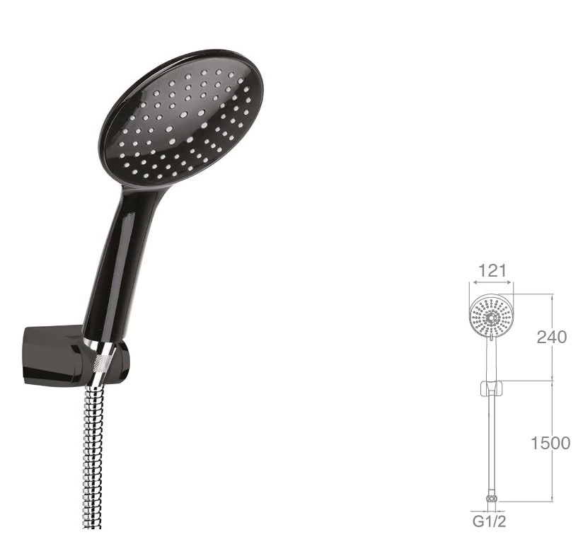 Mafsallı Duş Seti Siyah MMS120