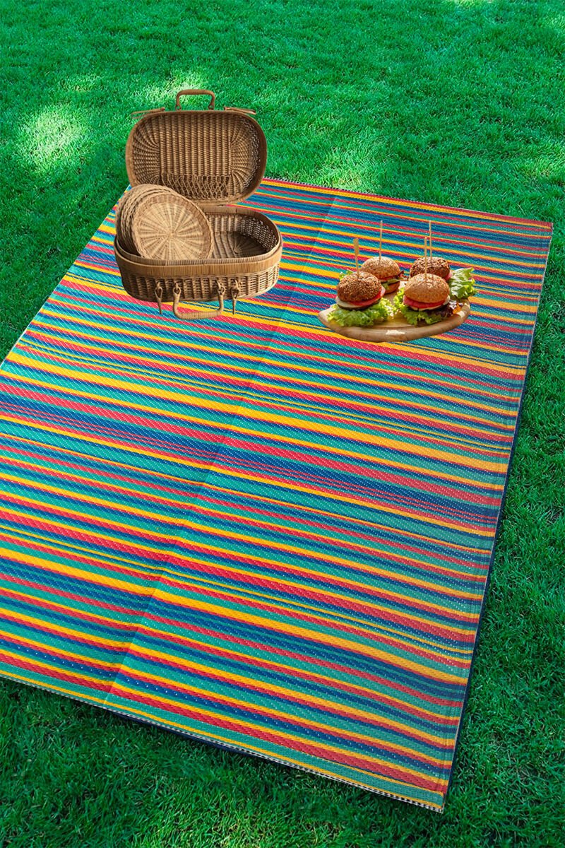 Savana Plaj-PiknikHasırMatÇizgiliRenkli120x180