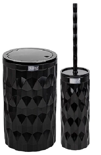 Wc Bidon & Fırça 2li Banyo Seti Diamond Kahve