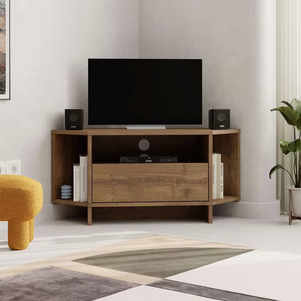 TV Sehpası Köşe Ahsap Kahve 98.7*45*35cm