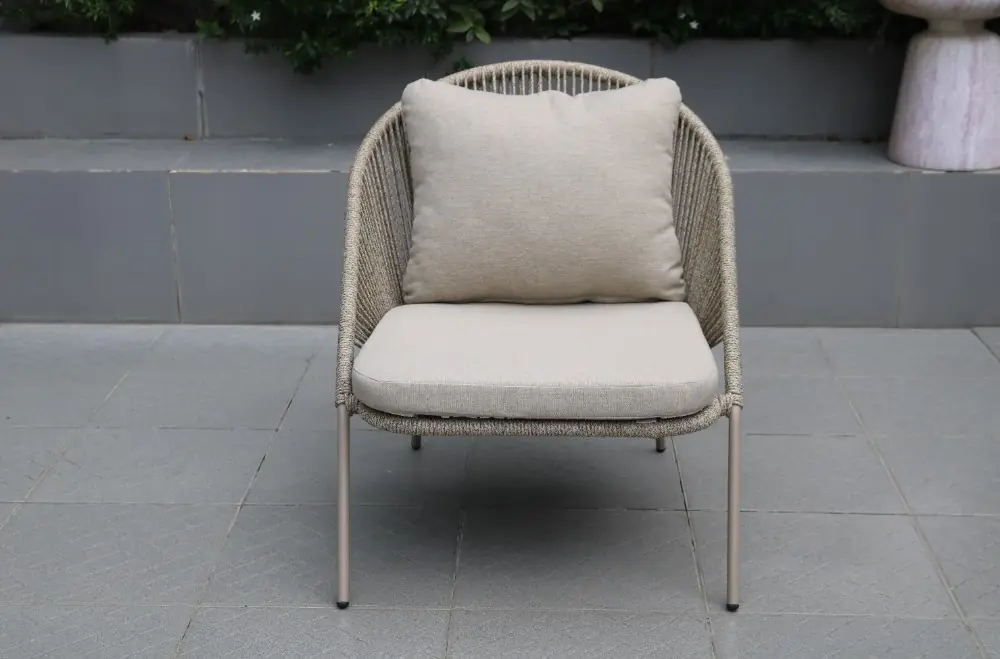 Grasse Chair Armless Beige Brown with Rope Cushion