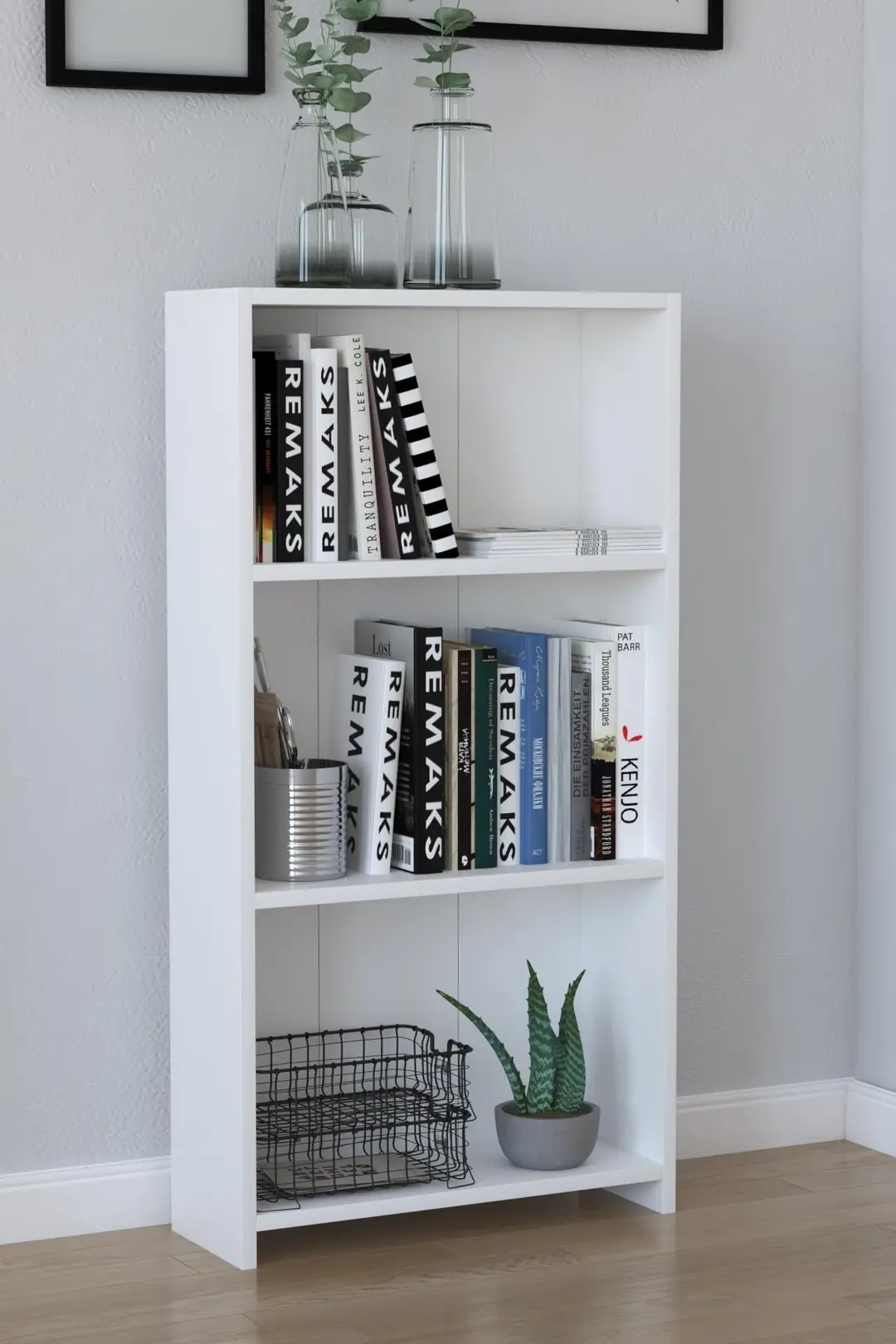 Bookshelf with 3 Shelves White 56x20x108cm