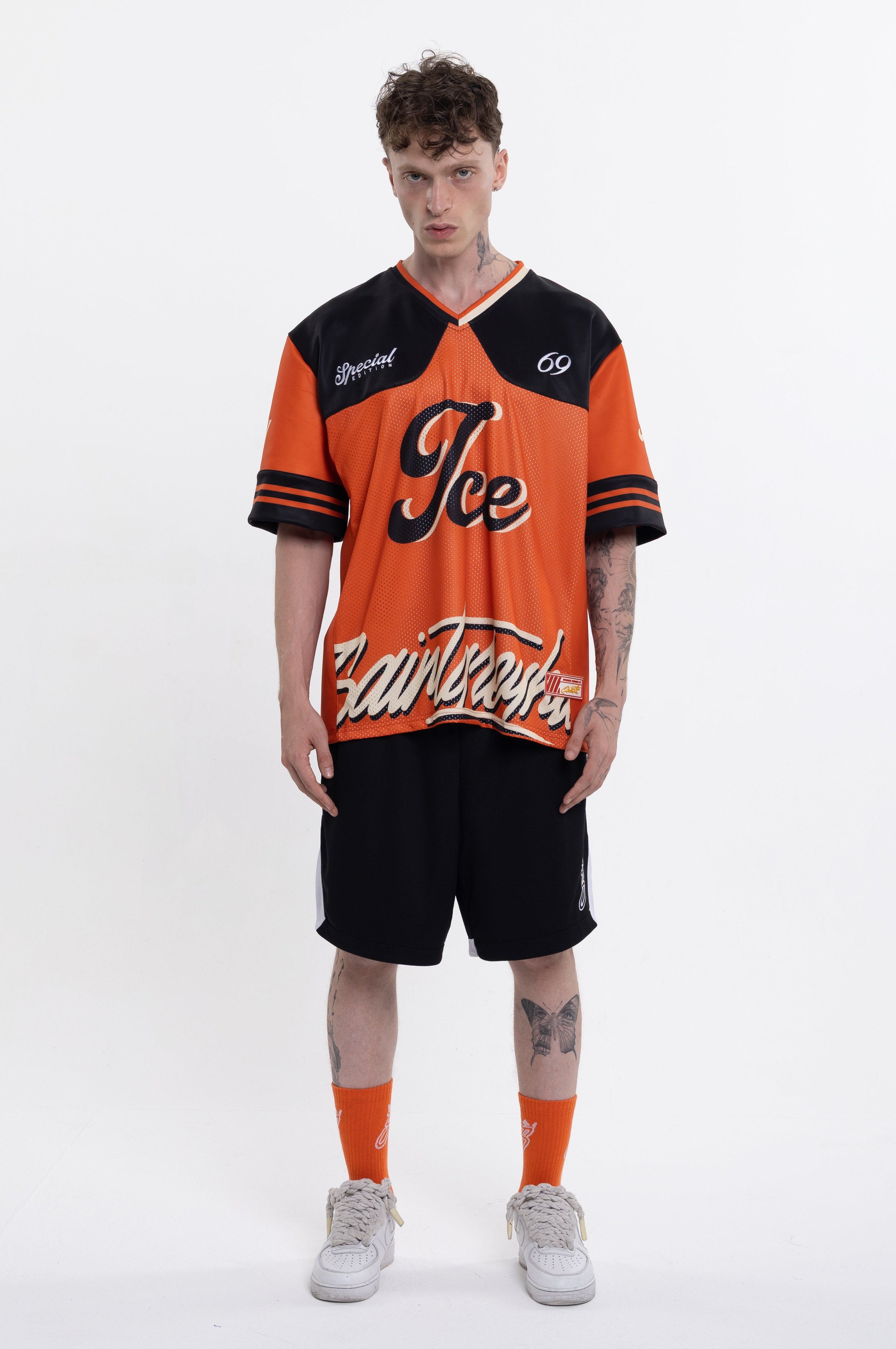 ICE OVERSIZE JERSEY — Turuncu Siyah Street & Ski Style Erkek (Scuba & File Kumaş)