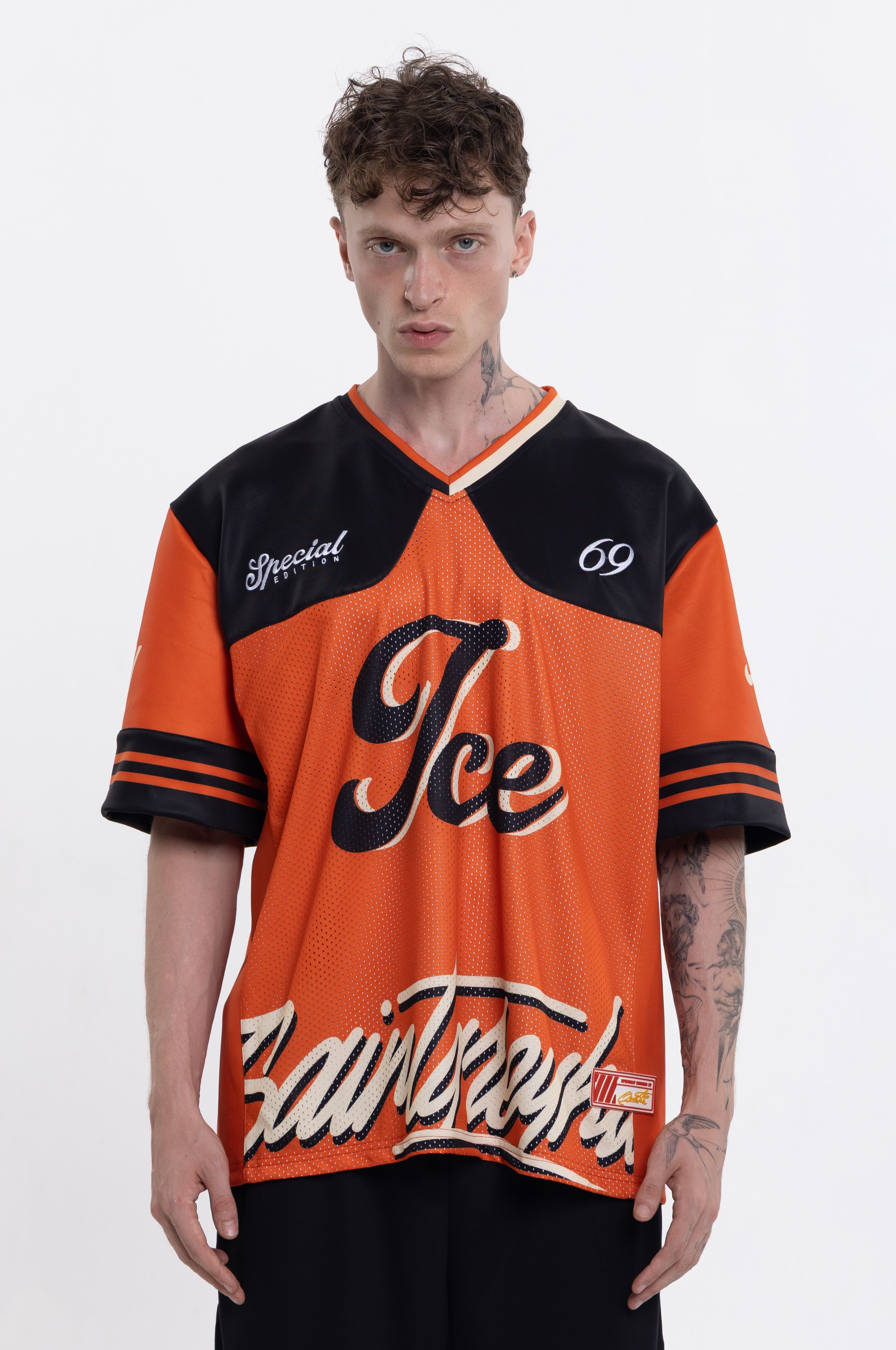 ICE OVERSIZE JERSEY — Turuncu Siyah Street & Ski Style Erkek (Scuba & File Kumaş)