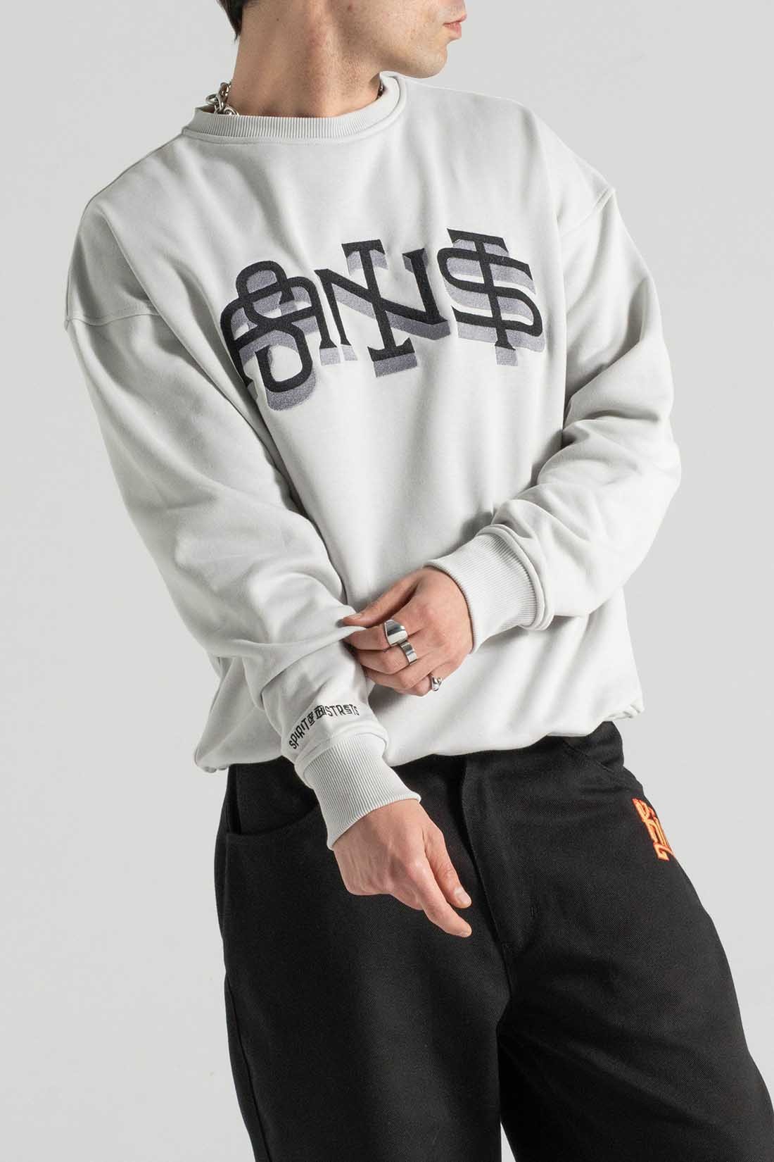 SLANG GRİ OVERSIZE SWEATSHIRT | Nakış Street Style Erkek (%100 Pamuk)