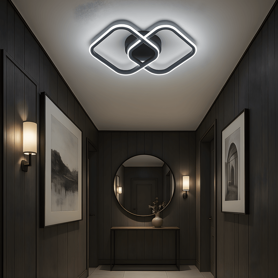 Henna Siyah Kare Hol Koridor Giriş Yeni Ultra Süper Beyaz Ledli Avize