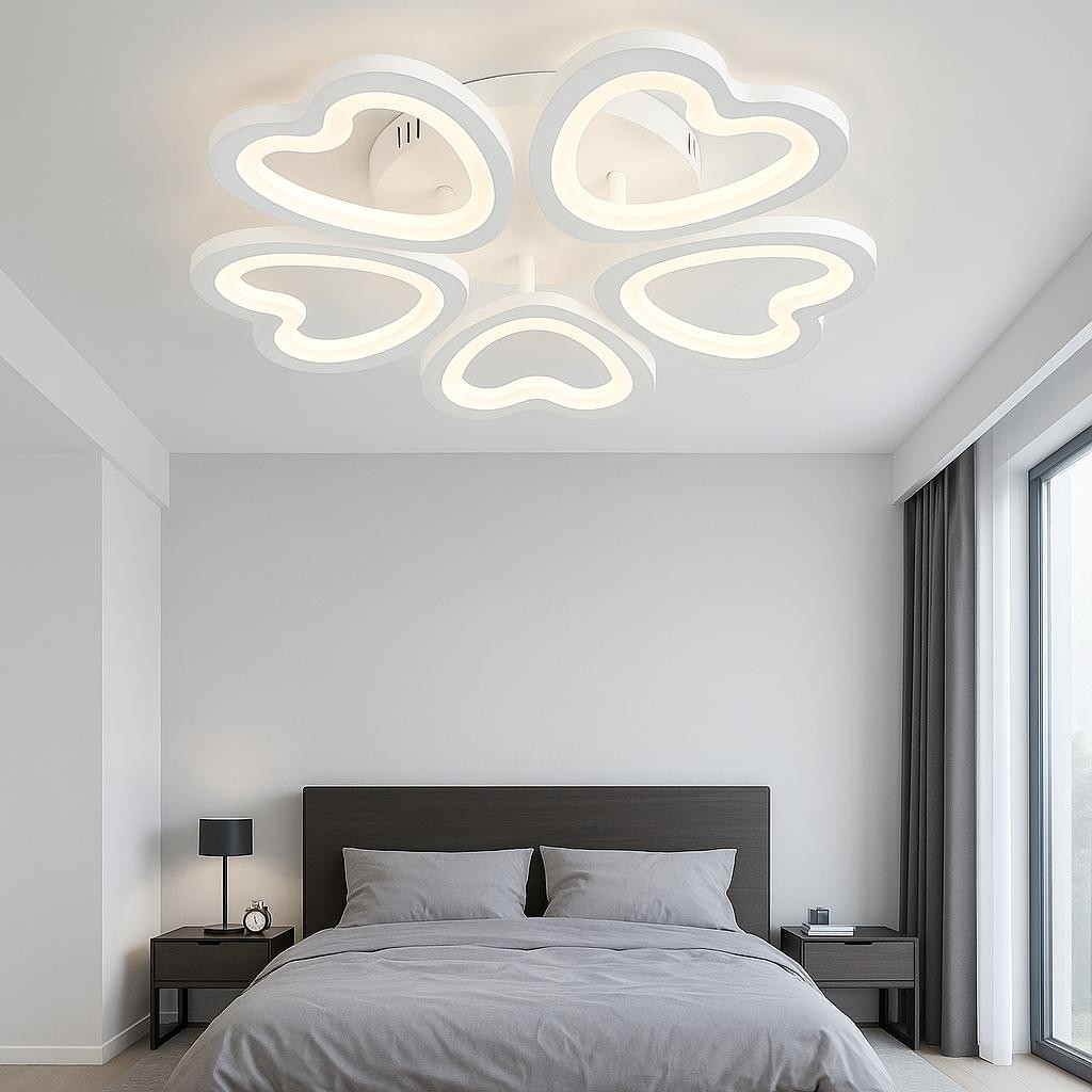 MS61005-5 Modern 3 Renk Ledli Mimari Tasarım Beyaz Plafonyer Lüks 5'Li Ledli Avize
