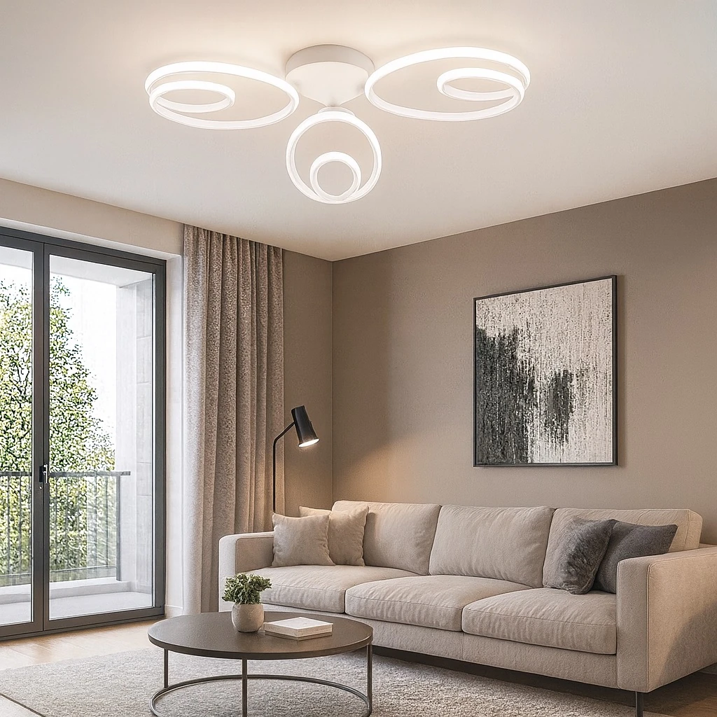 Lucca Beyaz Modern Ultra Power Beyaz Ledli 3'Lü Plafonyer Ledli Avize